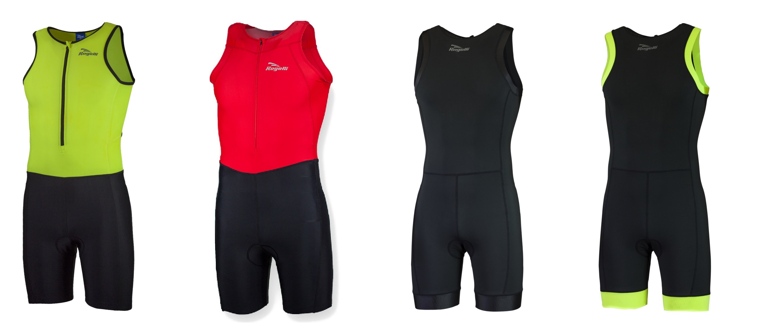 Jednoczęściowe stroje triathlonowe w różnych kolorach