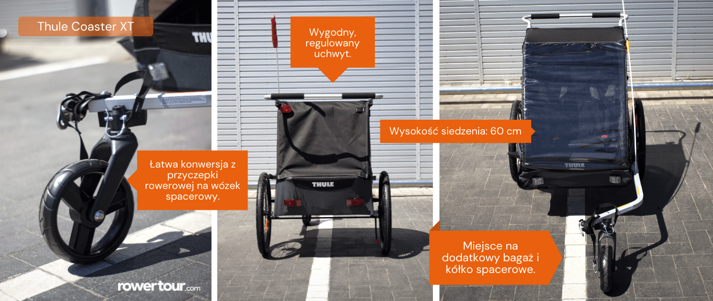przyczepka rowerowa thule coaster xt posiada wiele przydatnych funkcji